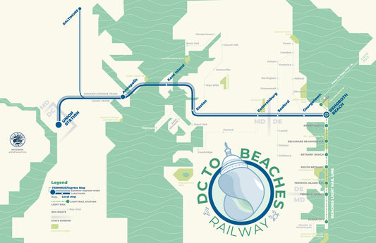 DC to Beaches Fantasy Rail Map Poster